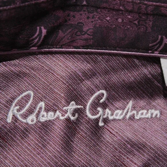 Robert Graham NWT Tourneau Casual Button Down Shirt Size L Classic Fit in Purple